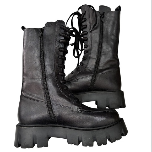 Free People Jones Lug Sole Lace-Up Boot Black Size 7.5 New - Picture 8 of 12